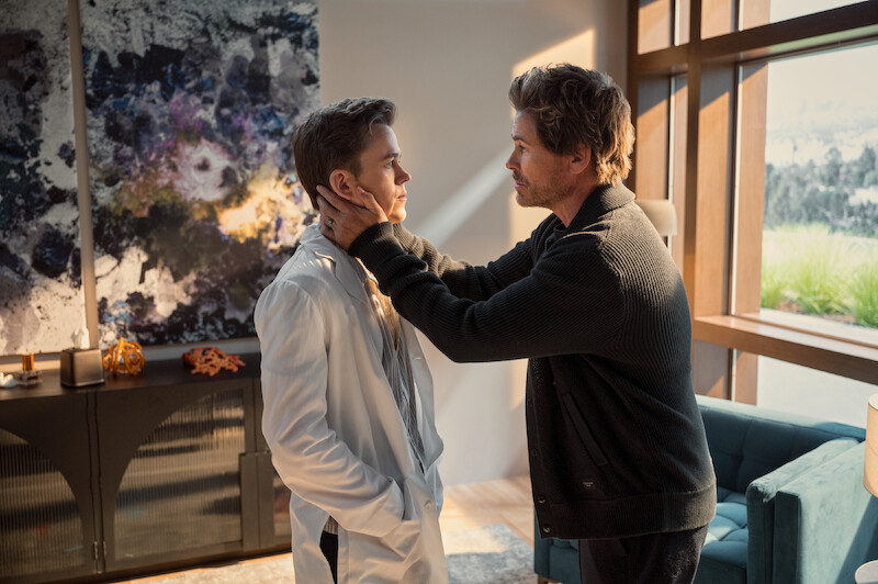 John Owen Lowe and Rob Lowe in Season 1 of Unstable. 