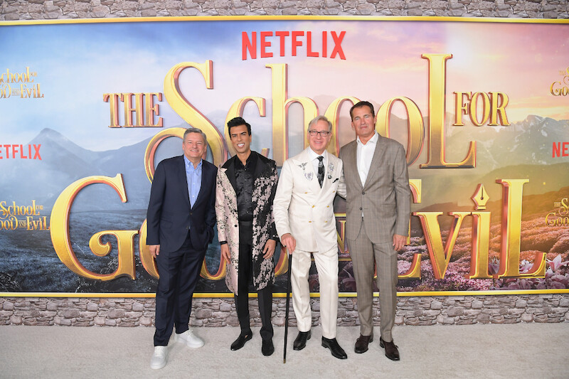 From left: Netflix Co-CEO Ted Sarandos, Soman Chainani, Paul Feig and Vice President, Global Film Content Acquisition, Scott Stuber