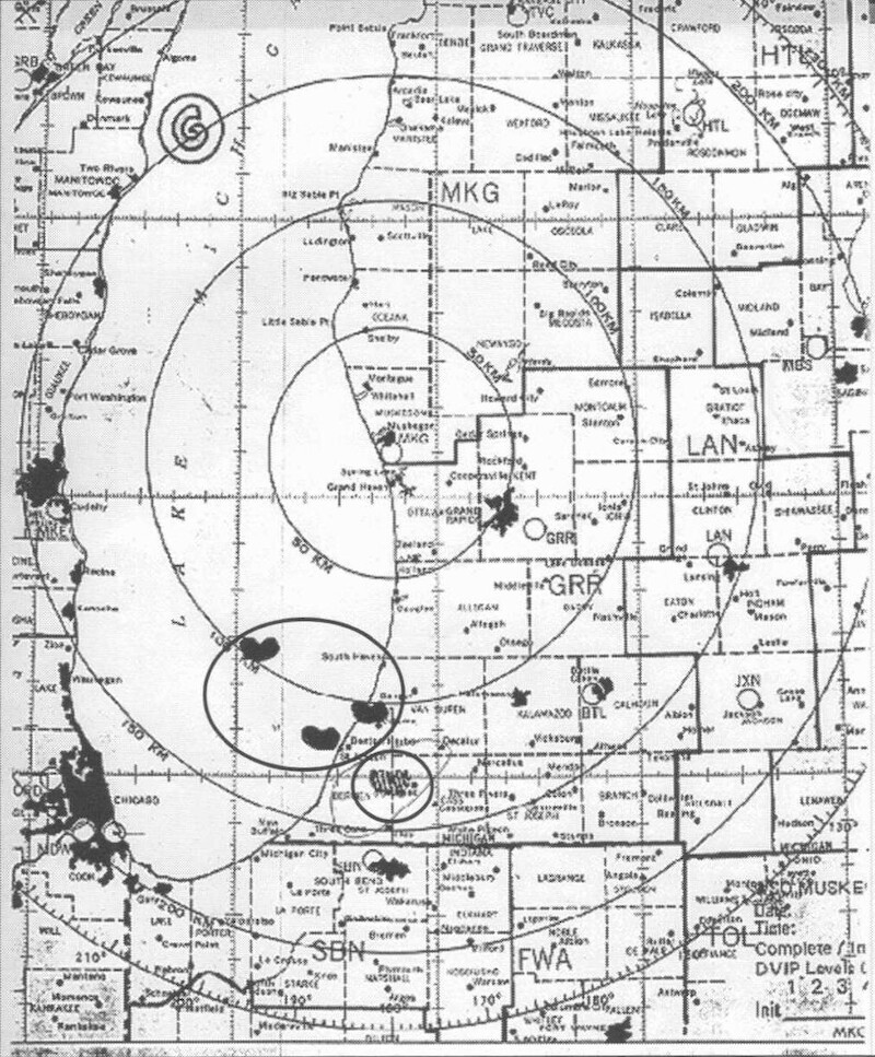 Eventually, the other objects began to move across Lake Michigan toward Chicago.  - ‘Unsolved Mysteries’ Volume 3: ‘Something In the Sky’ Radar Map Gallery