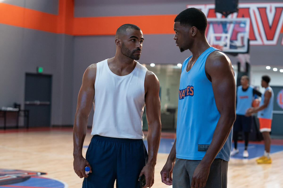 Toby Sandeman as Marcus Winfield and Uche Agada as Dyson in ‘Running Point’ Season 1.