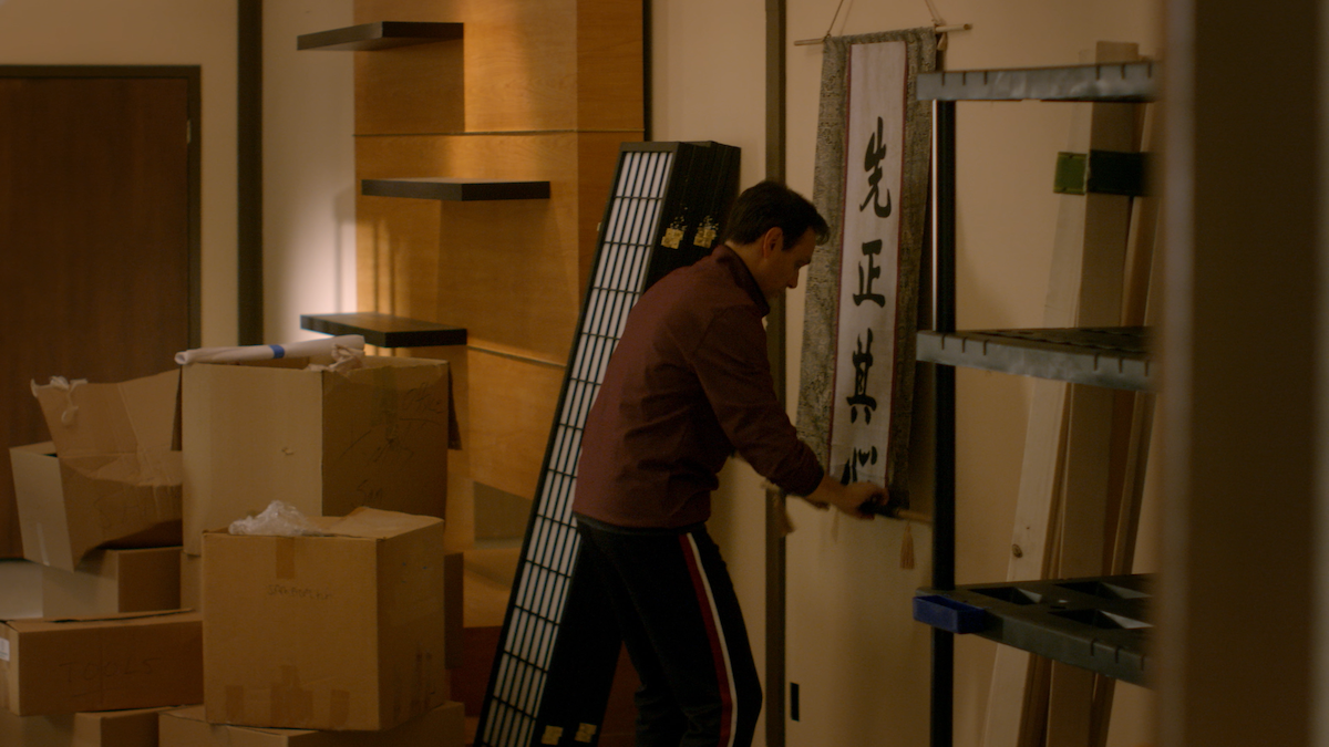 Daniel hangs up Miyagi's old