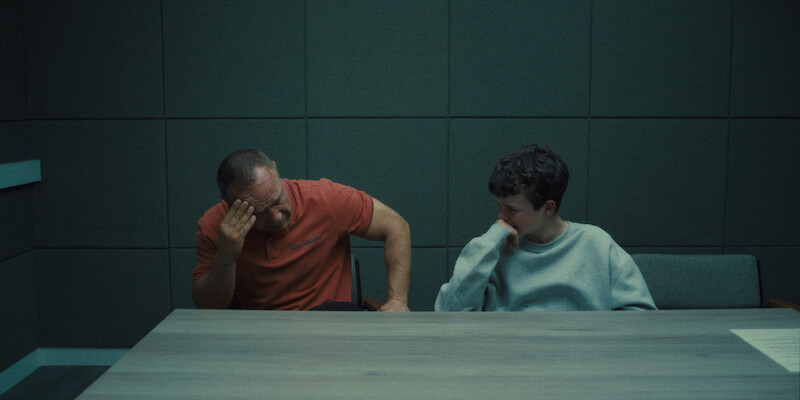 Stephen Graham as Eddie Miller, Owen Cooper as Jamie Miller, in 'Adolescence'