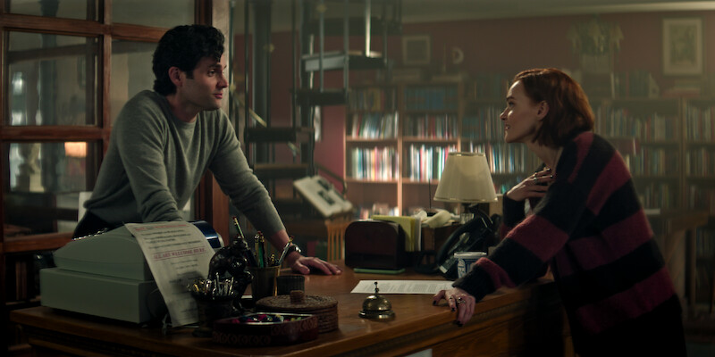 Penn Badgley as Joe Goldberg and Madeline Brewer as Bronte in 'You.'