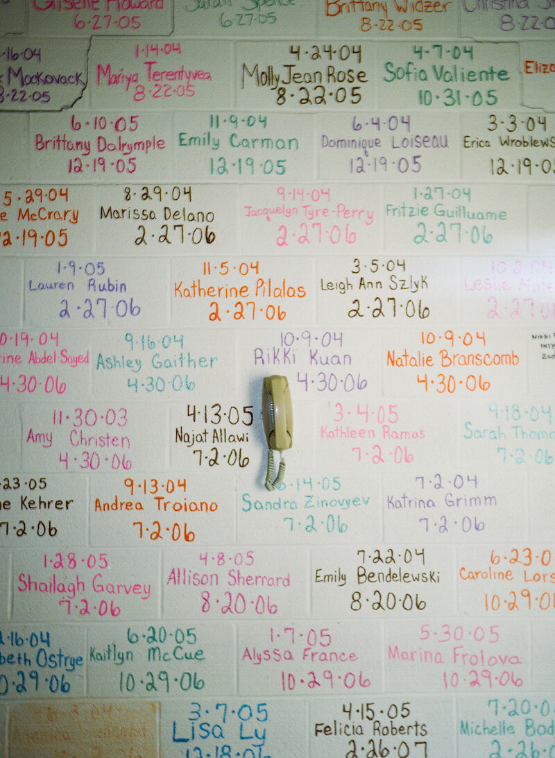 Old whiteboard text with students' names and dates of attendance at Ivy Ridge.