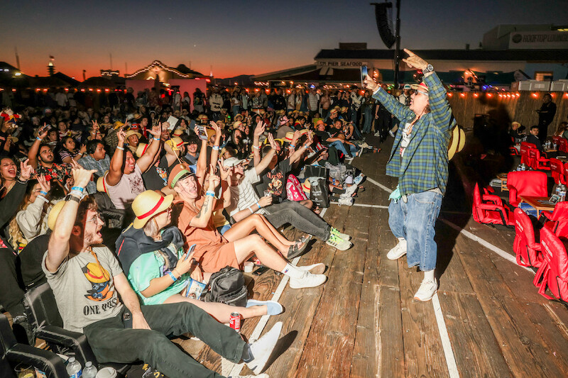 Fans attend Netflix global event for the celebration of One Piece at Santa Monica Pier in California. 