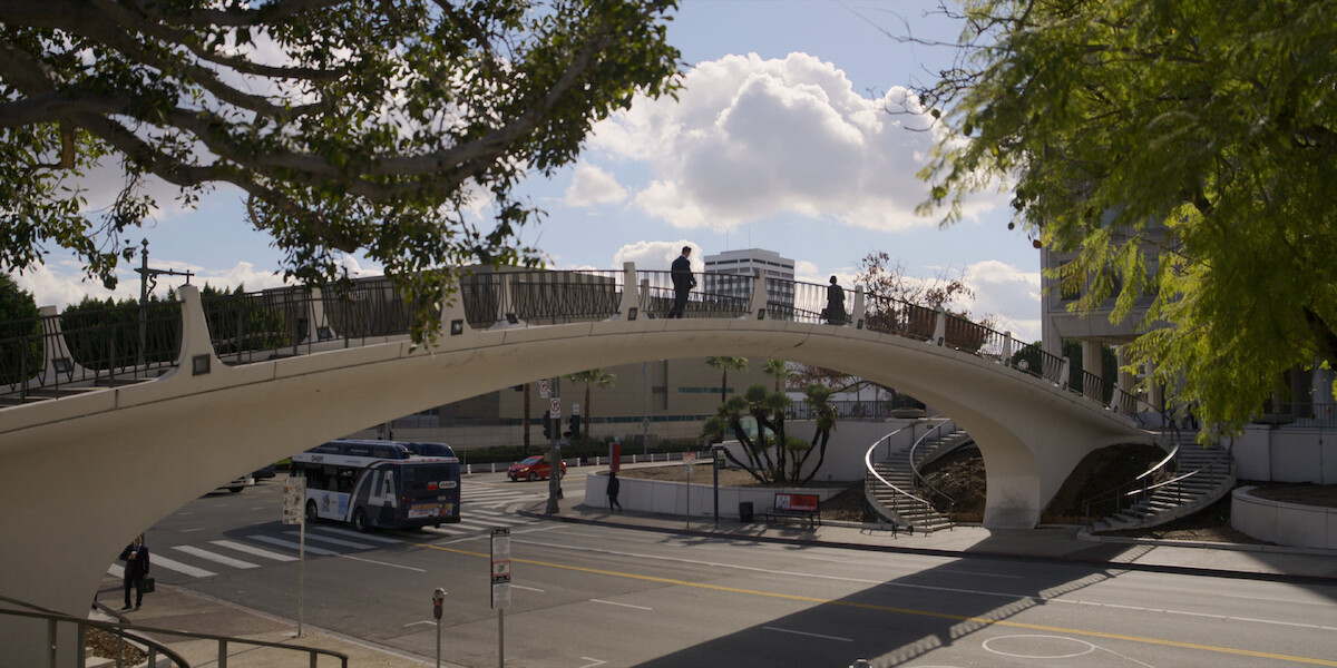 The Downtown LA pedestrian footbridge in ‘The Lincoln Lawyer’ Season 2