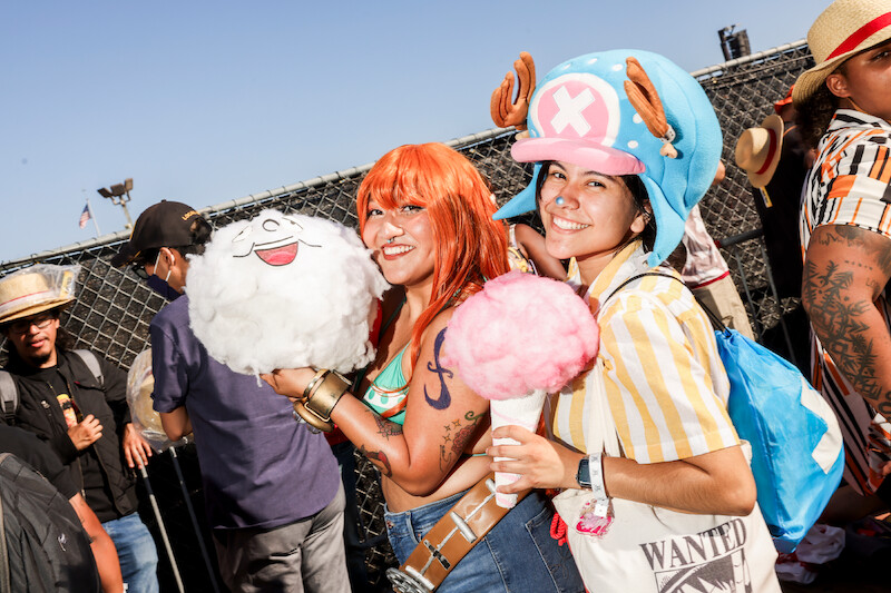 Fans attend Netflix global event for the celebration of One Piece at Santa Monica Pier in California. 