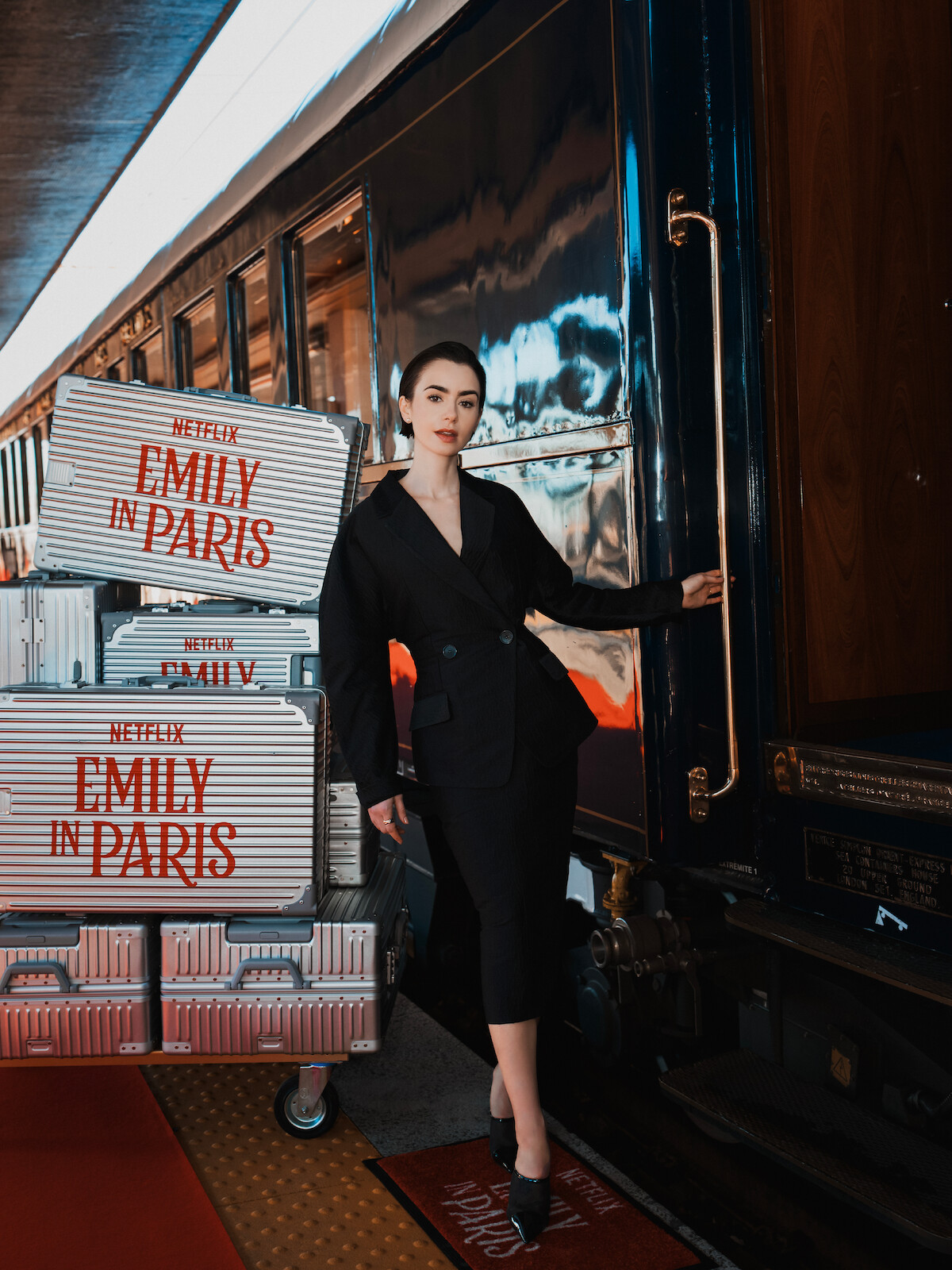 Lily Collins at the 'Emily in Paris' Season 5 Train Experience.