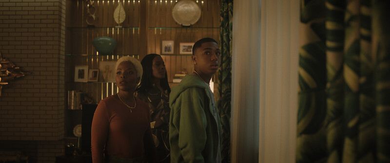 Marsha Stephanie Blake as Elena, Lanette Ware as Nadia and Thaddeus J Mixson as Demetrius in 'The Madness'