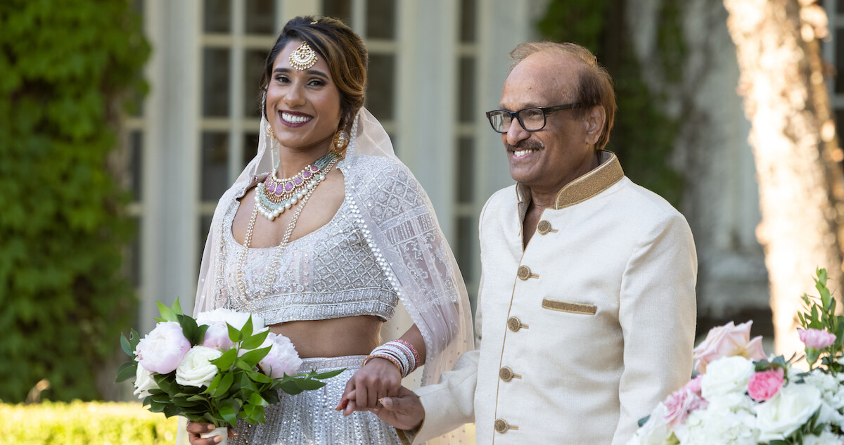 Deepti walks down the aisle.