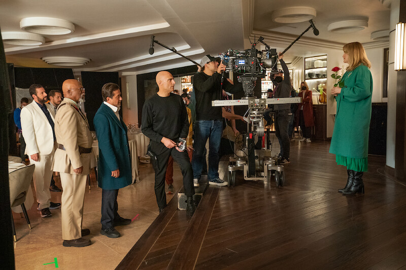 The cast and crew of Murder Mystery 2.