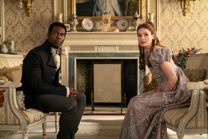 Victor Alli as John Stirling and Hannah Dodd as Francesca Bridgerton in Season 3 of 'Bridgerton'