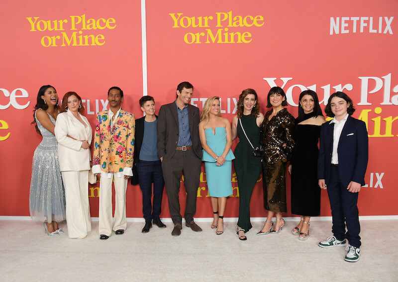 Vella Lovell, Rachel Bloom, Griffin Matthews, Tig Notaro, Ashton Kutcher, Reese Witherspoon, Aline Brosh McKenna, Zoe Chao, Shiri Appleby and Wesley Kimmel attend the Los Angeles premiere of Your Place or Mine.