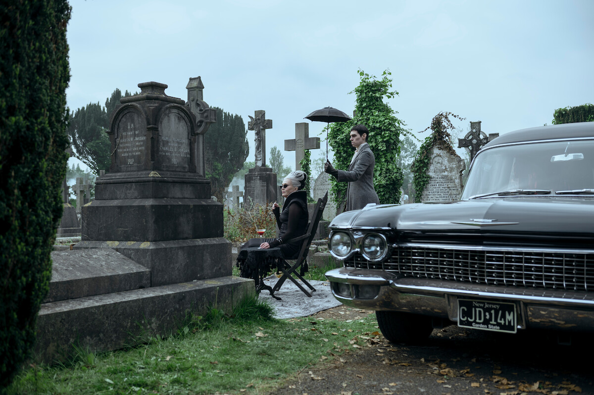 Joanna Lumley as Grandmama and Liv Spencer as Varicose in ‘Wednesday’ Season 2.