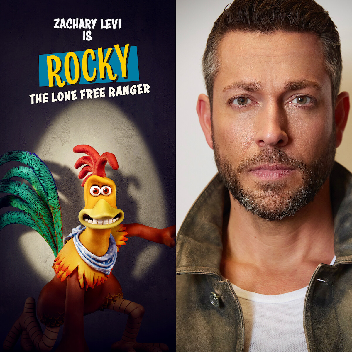 Zachary Levi plays Rocky in Chicken Run: Dawn of the Nugget.