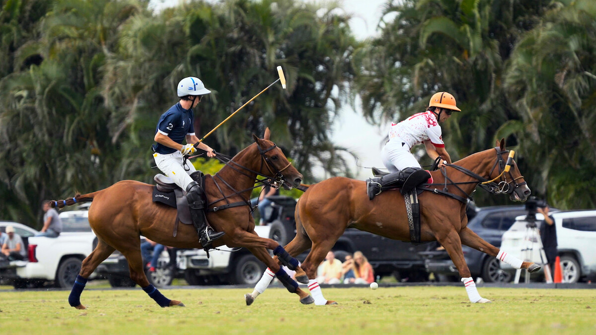 Two polo players during a match.