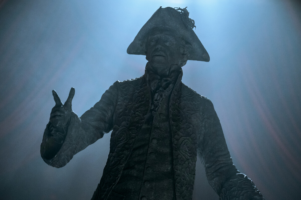 Statue of Steve Buscemi as Principal Barry Dort in ‘Wednesday’ Season 2.