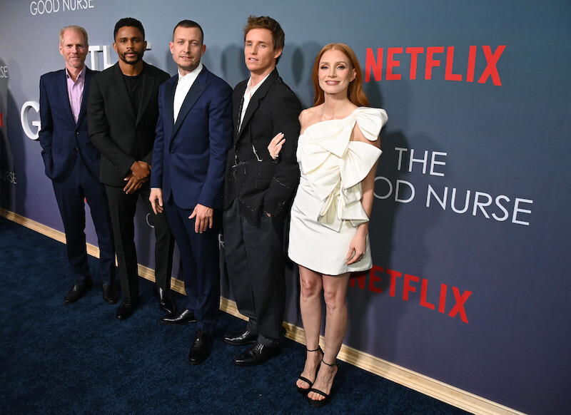 From left: Noah Emmerich, Nnamdi Asomugha, director Tobias Lindholm, Eddie Redmayne, Jessica Chastain