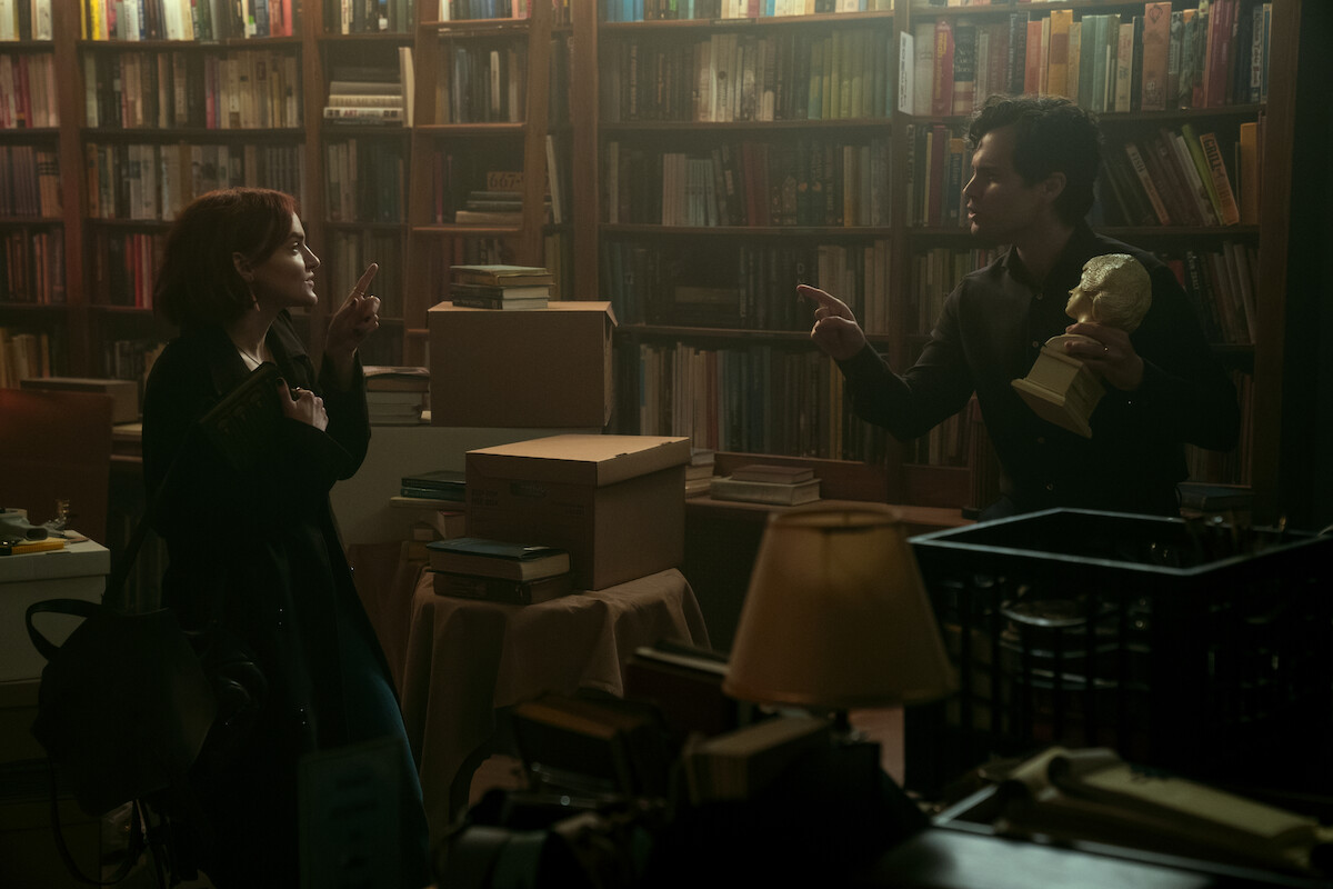 Madeline Brewer as Bronte and Penn Badgley as Joe Goldberg in ‘You.’