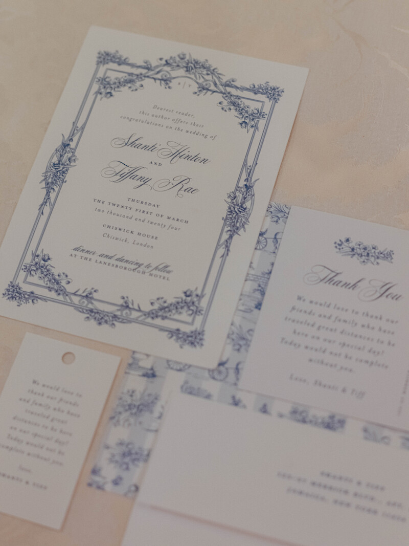 The inviation suite for 'The Event of the Season: A Bridgerton Wedding'