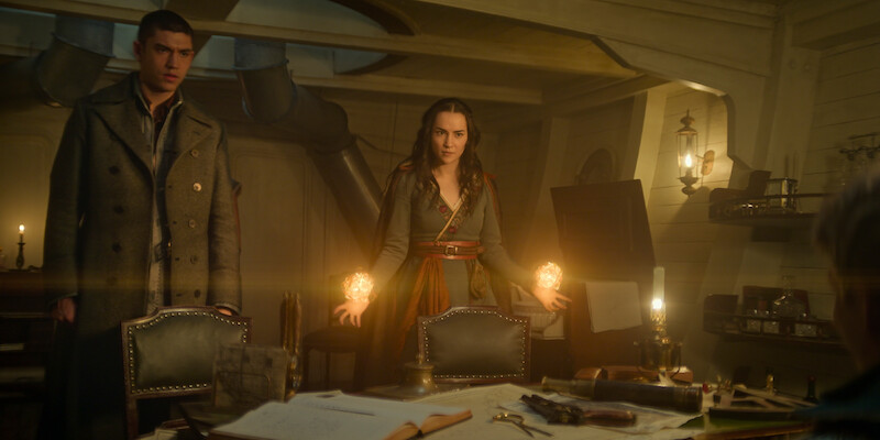 Archie Renaux as Mal Oretsev and Jessie Mei Li as Alina Starkov
