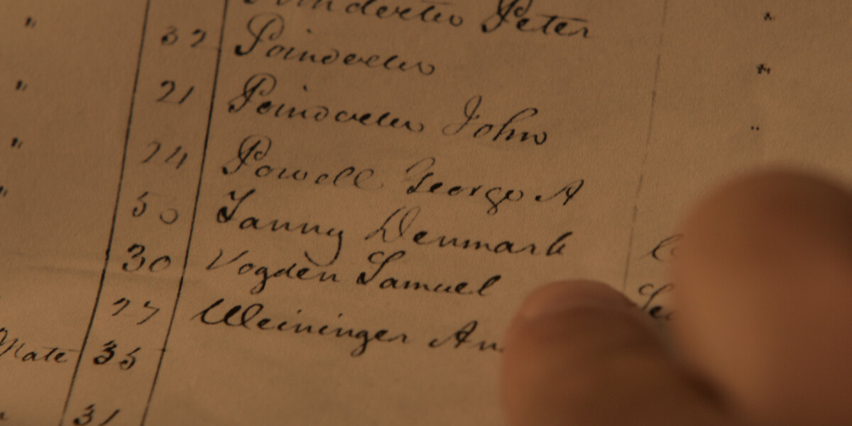 John B finds Denmark Tanny's name on the list of passengers on the Royal Merchant