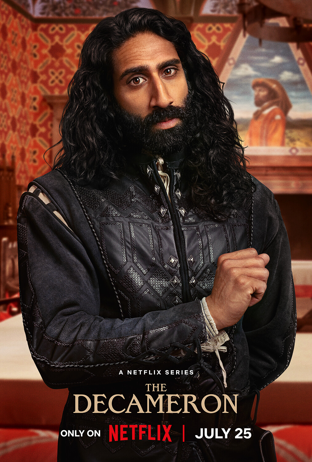 Amar Chadha-Patel as Dioneo in ‘The Decameron’ Season 1.