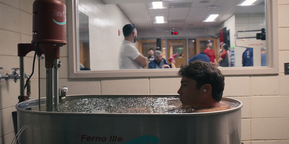 Triston Casas takes a cold plunge.