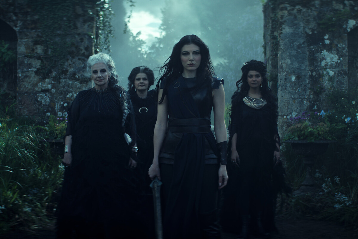 Souad Faress as Crone, Nina Wadia as The Mother, Razane Jammal as Lyta Hall, and Dinita Gohil as The Maiden in ‘The Sandman’ Season 2.