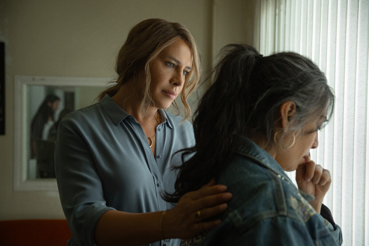 Karla Sofía Gascón as Emilia Pérez and Adriana Paz as Epifanía in ‘Emilia Pérez’