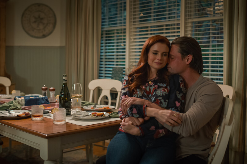 JoAnna Garcia Swisher as Maddie Townsend and Justin Bruening as Cal Maddox in Sweet Magnolias.