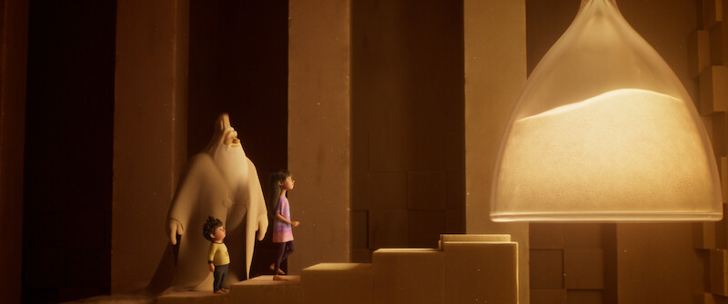 Animated still of Elliot voiced by Elias Janssen and Stevie voiced by Jolie Hoang-Rappaport in 'In Your Dreams'