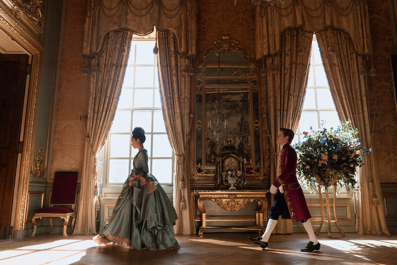 India Amarteifio and Sam Clemmett as young Queen Charlotte and Brimsley. 