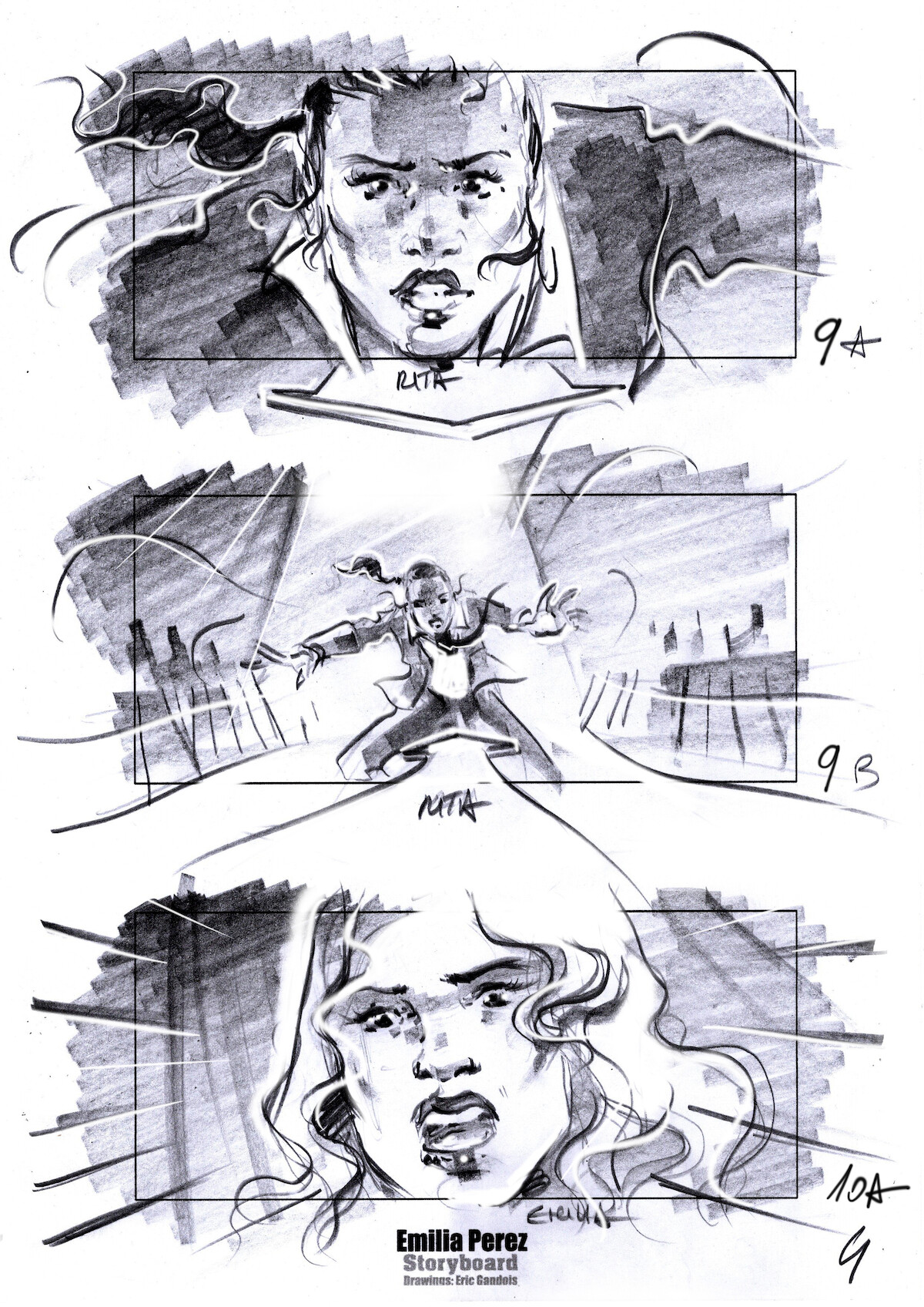 A storyboard from ‘Emilia Pérez.’