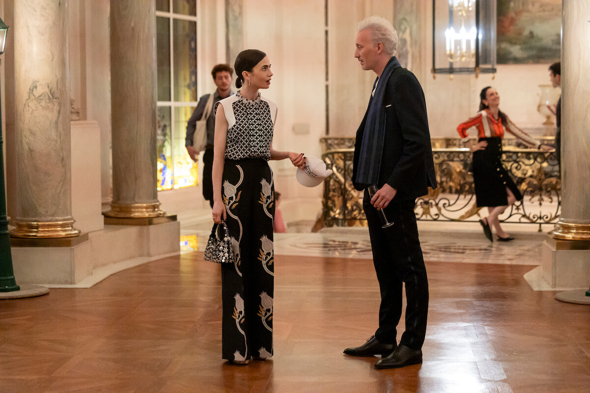 Lily Collins as Emily and Bruno Gouery as Luc in ‘Emily in Paris’ Season 5.