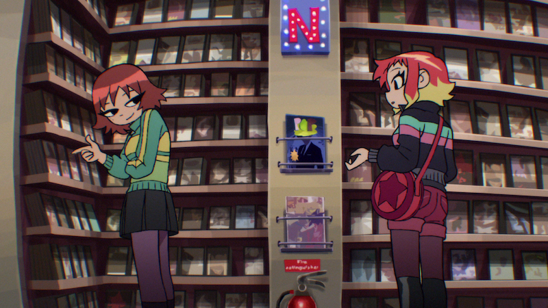 (L to R) Alison Pill as Kim Pine and Mary Elizabeth Winstead as Ramona Flowers in Scott Pilgrim Takes Off 