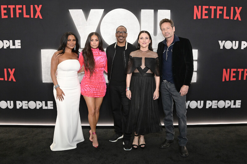 Nia Long, Lauren London, Eddie Murphy, Julia Louis-Dreyfus and David Duchovny at the Los Angeles Premiere of "You People."