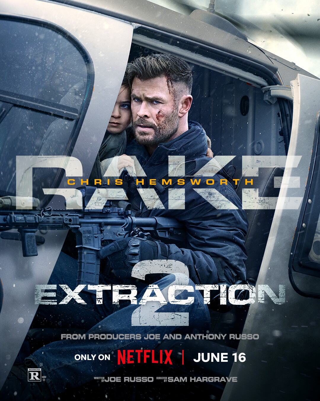 Chris Hemsworth as Tyler Rake.