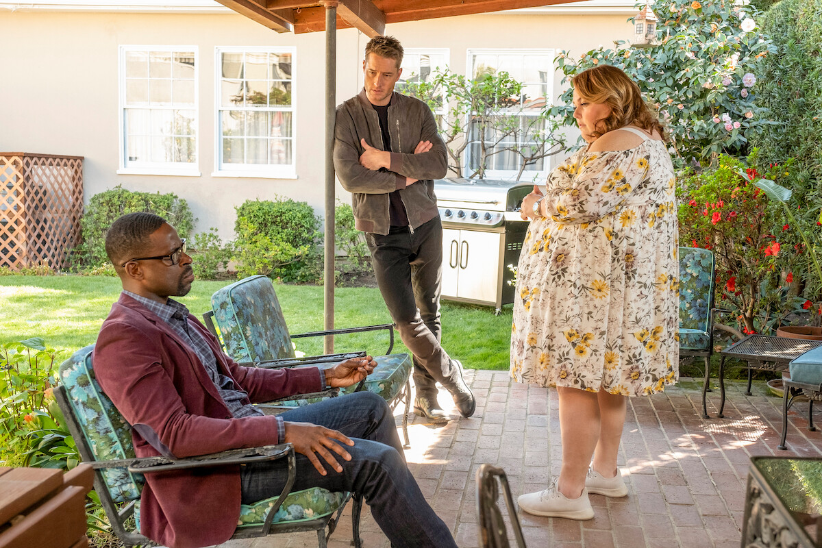 Sterling K. Brown as Randall, Justin Hartley as Kevin, and Chrissy Metz as Kate in This Is Us.