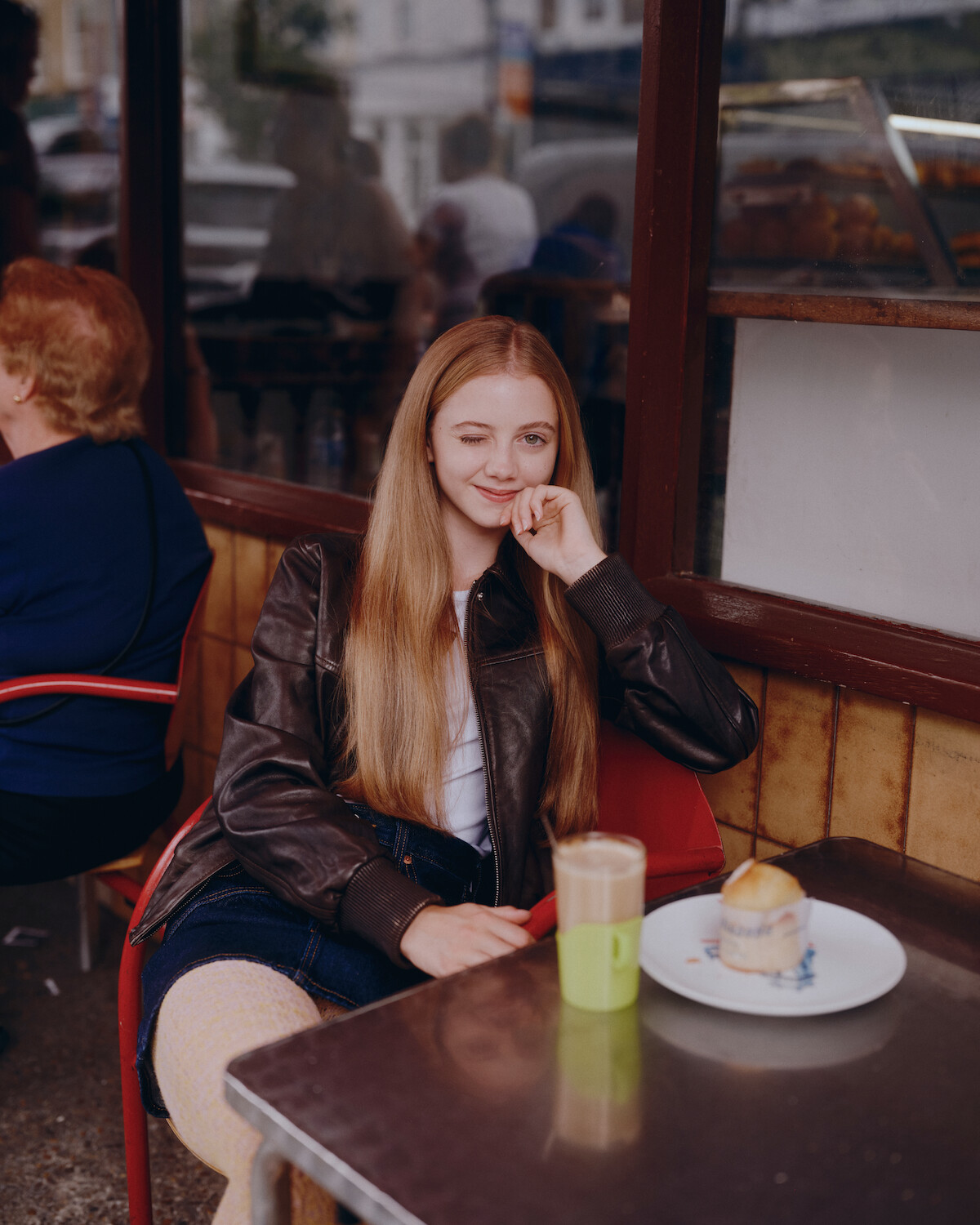 Evie Templeton at an outdoor cafe.