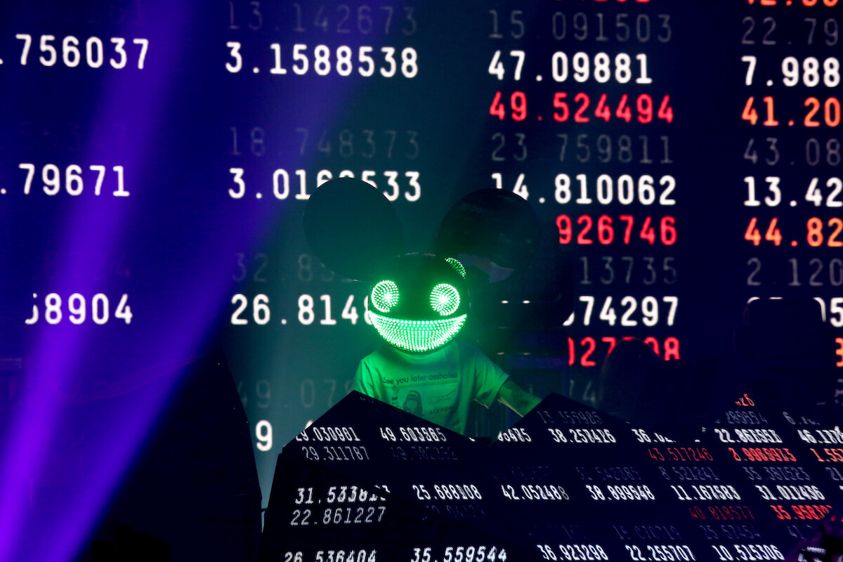 deadmau5 performing at Zouk Nightclub at Resorts World Las Vegas on May 21, 2022.