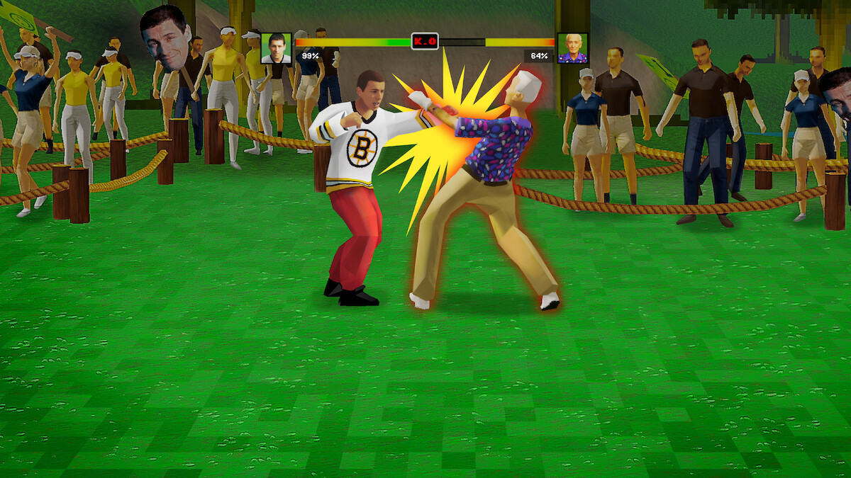 Happy Gilmore punches Bob Barker in a screengrab from ‘Happy Gilmore: Golf Mayhem ’98 Demo’