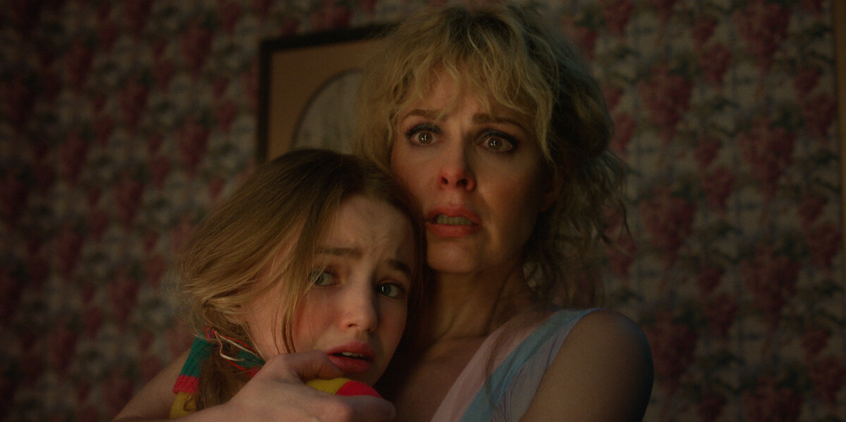 Nell Fisher as Holly Wheeler and Cara Buono as Karen Wheeler in ‘Stranger Things’ Season 5.