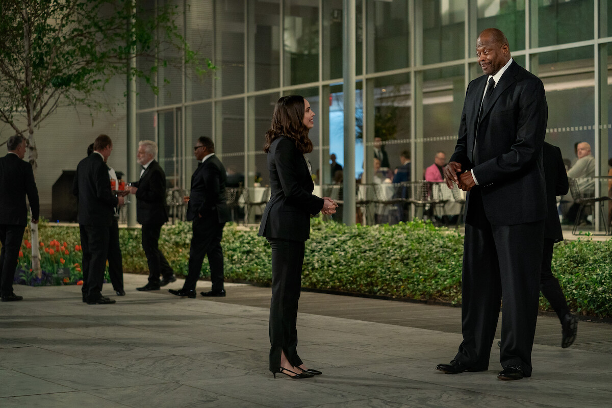 Sofia Carson as Alex and Patrick Ewing in ‘The Life List’.
