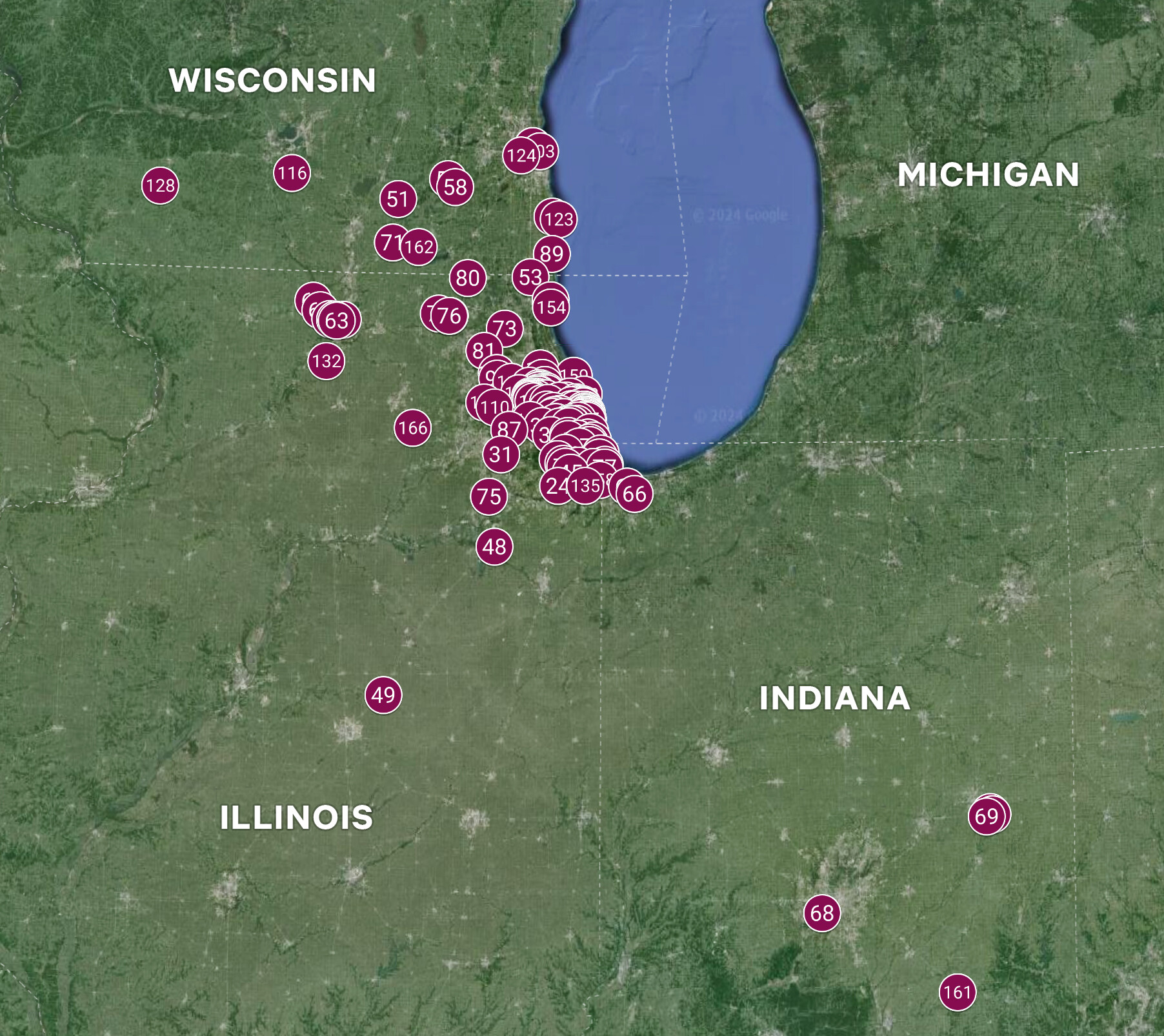 Chicago Lake Michigan Winged Humanoid Regional Interactive Map
