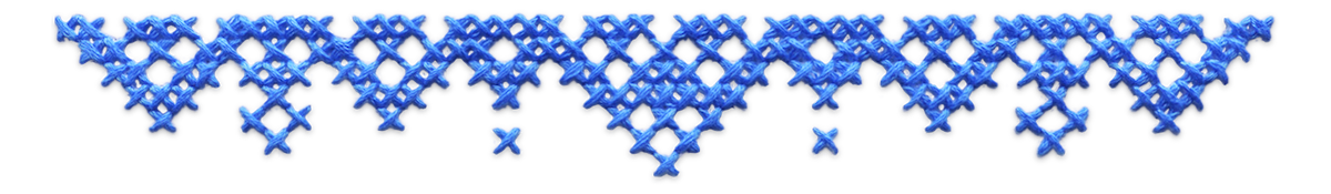 Ornate blue cross stitched bottom divider.