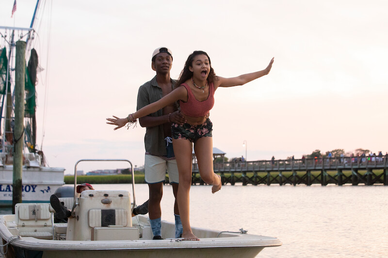 Jonathan Daviss and Madison Bailey in Outer Banks Season 1 Behind-the-Scenes Photo Gallery. 