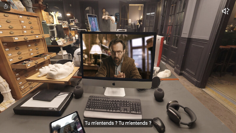 Antoine Gouy as Benjamin appears on a computer screen in 'Lupin Experience' 