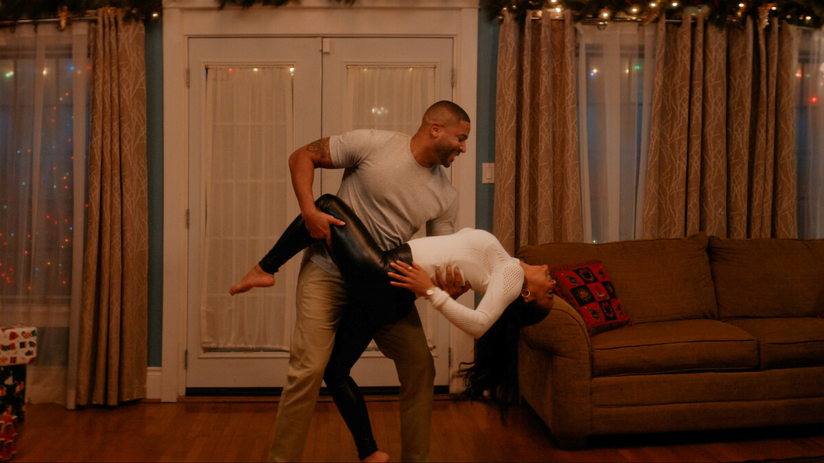 Devale Ellis as Teddy and Christina Milian as Layla in ‘Meet Me Next Christmas.’