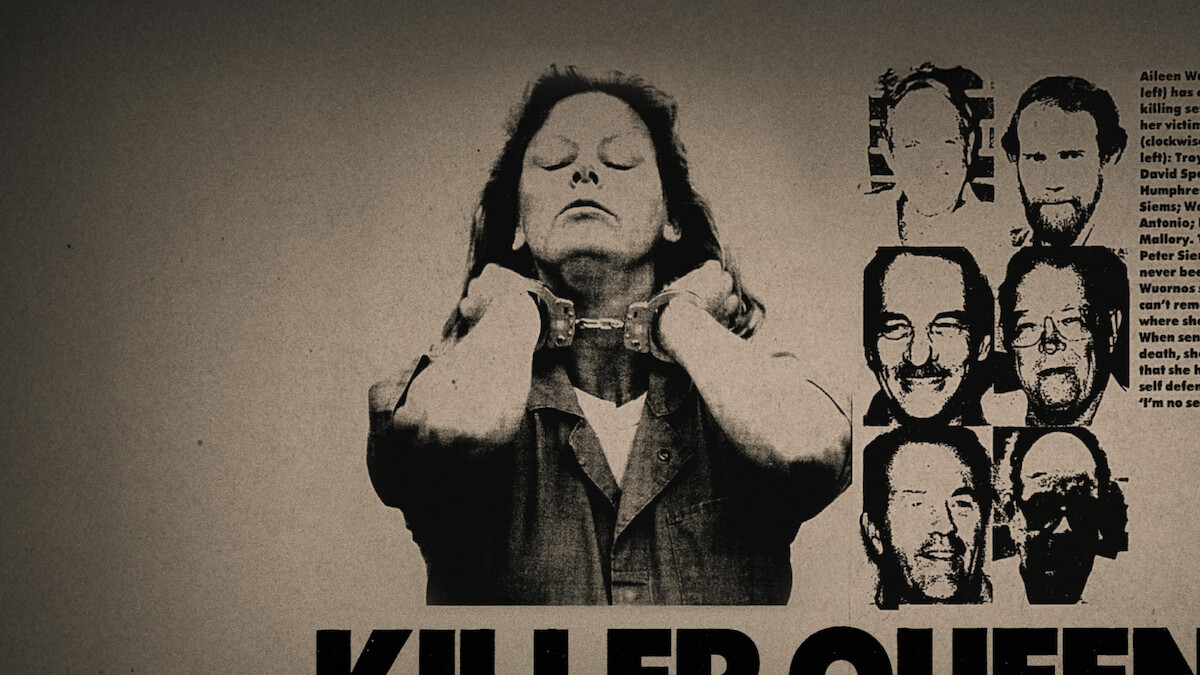 Aileen Wuornos in the newspaper, over the headline “Killer Queen”